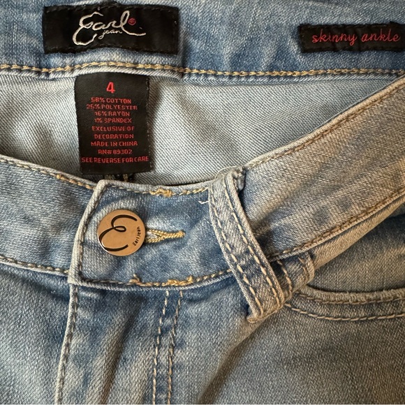 Earl jeans skinny ankle embroidered jeans light wash denim size 4 - Picture 7 of 12